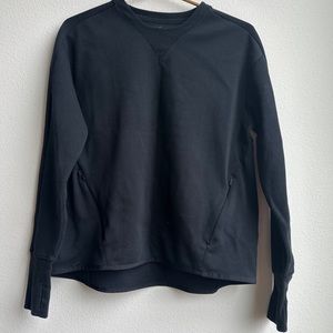 Nike Womens Medium Black Crewneck Pullover Zip Pockets Sweatshirt